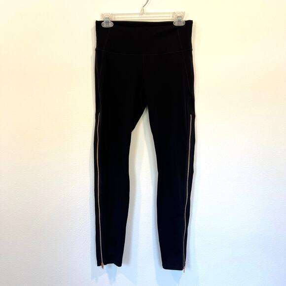 Athleta Side Zip Leggings Black with Rose Gold Hardware Women's M - Picture 1 of 13
